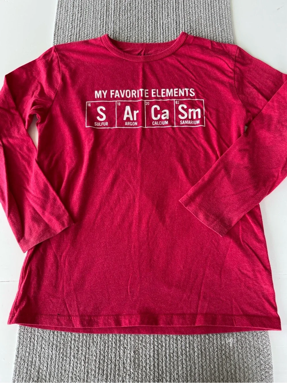 The Children's Place Red Long Sleeve Tee My Favorite Elements Sarcasm Graphic XL